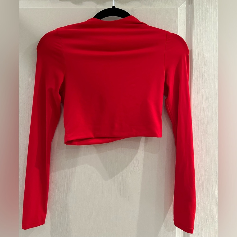 Meshki Red Long Sleeve Crop Top